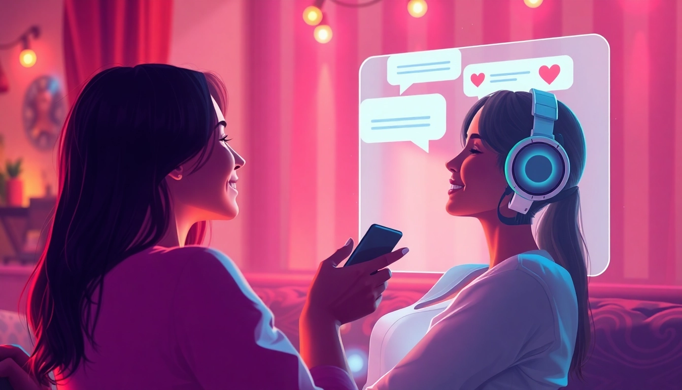 Interactive AI engagement showcasing free sex AI in a vibrant chat scene.