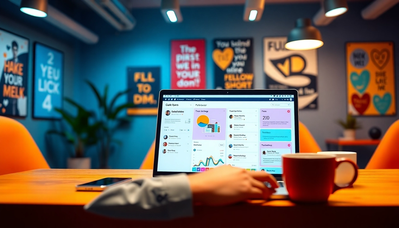 Engaging digital marketing scene with a focus on implementing follow in dm strategies for social media.