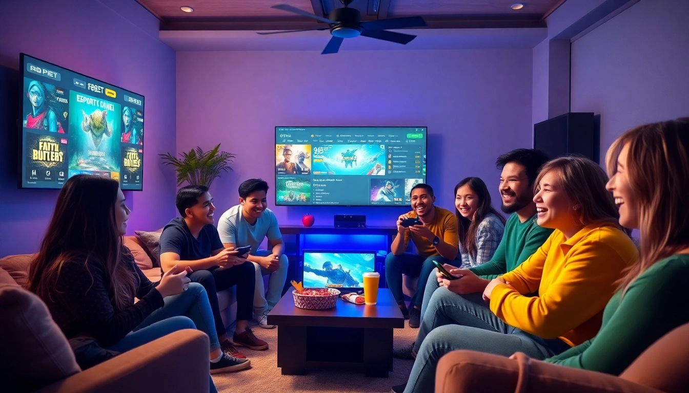 Exciting gaming session featuring F8BET interfaces and friends interacting online.