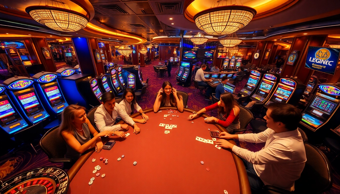 Experience thrilling gameplay at thabet in a luxurious casino setting filled with vibrant slot machines and poker tables.