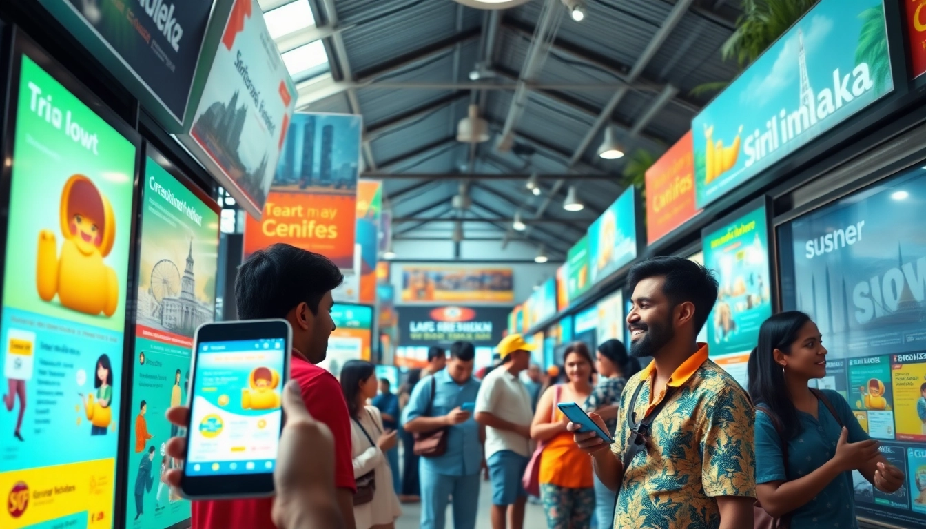 Lanka Add platform showcasing vibrant ads and happy customers in a digital marketplace.