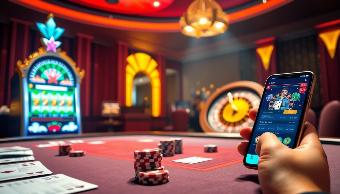mmoo casino experience with vibrant poker chips and slot machine in action