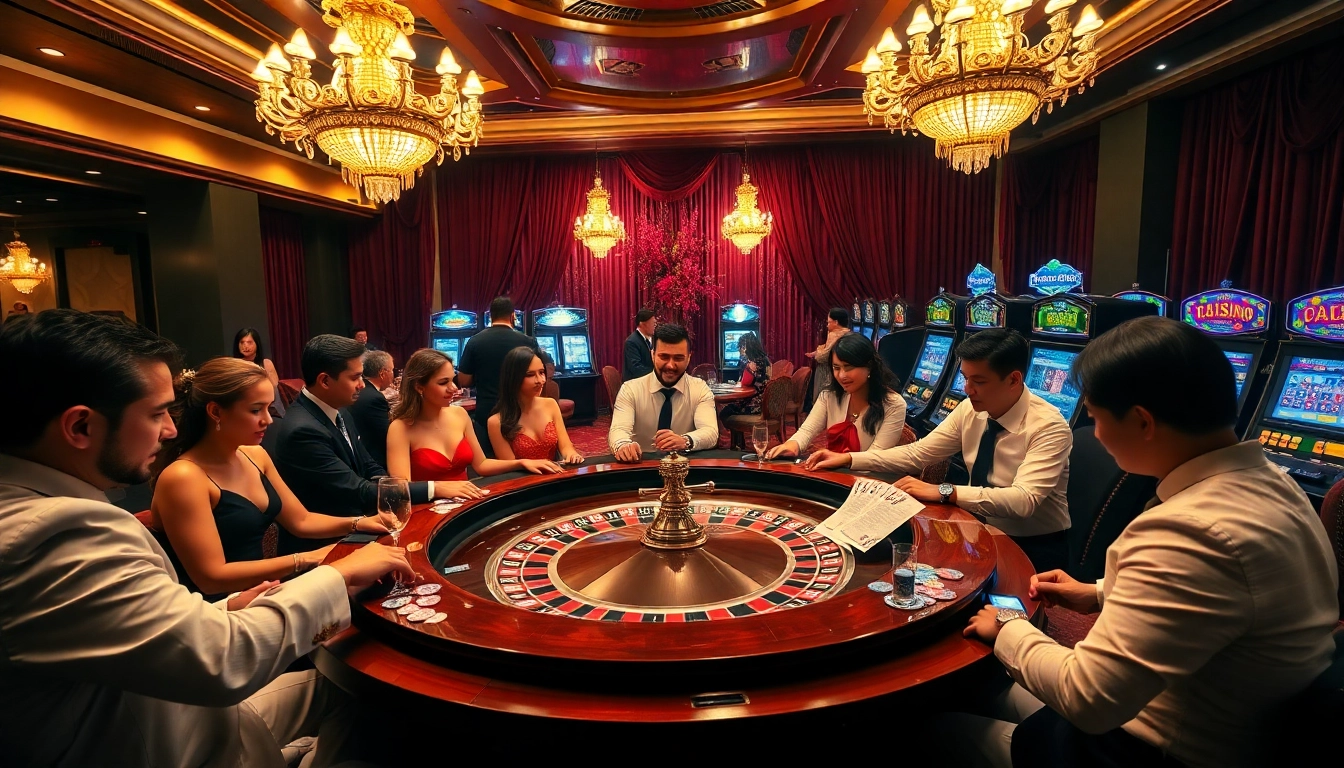 Players enjoying a game at a casino, inspired by https://rr88co.net/, showcasing enthusiasm and luxury.