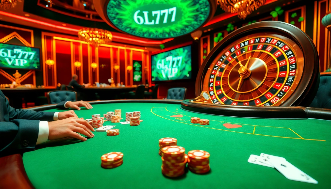 Experience the thrill of high-stakes gambling at 6L777 VIP casino with poker tables and roulette wheels.