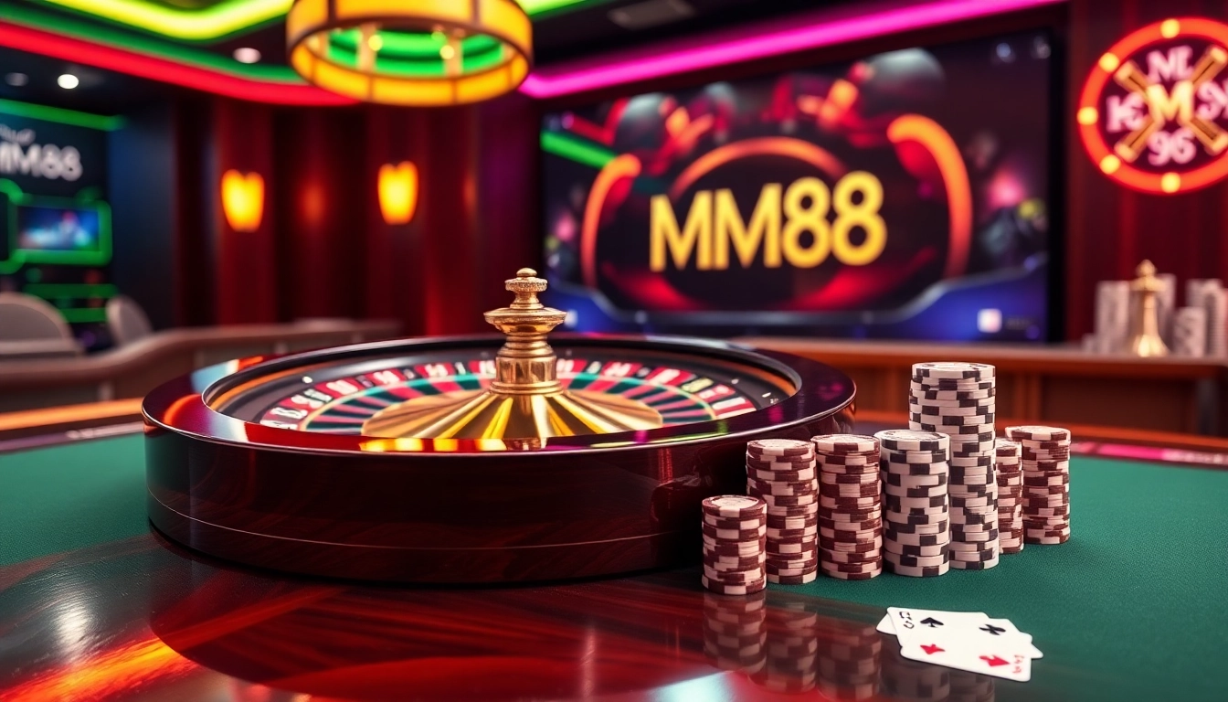 Experience the excitement of gambling at MM88 with a vibrant online casino setup.