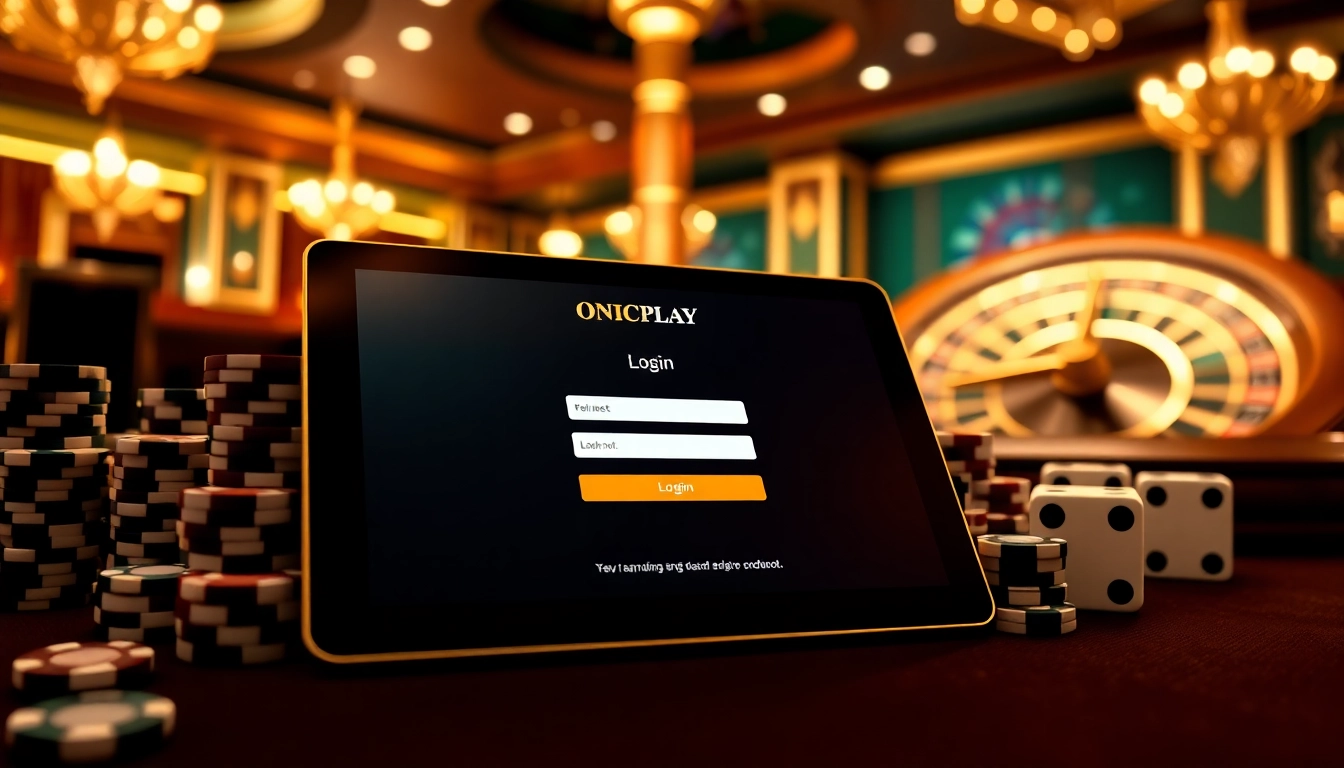 Experience the excitement of gaming with ONICPLAY login at a vibrant casino scene.