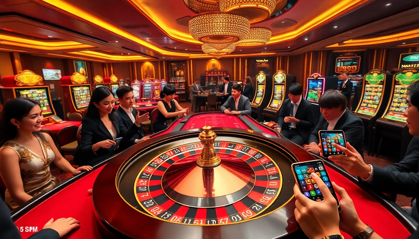 Experience high-stakes gambling at the S8 casino with vibrant slot machines and poker tables.