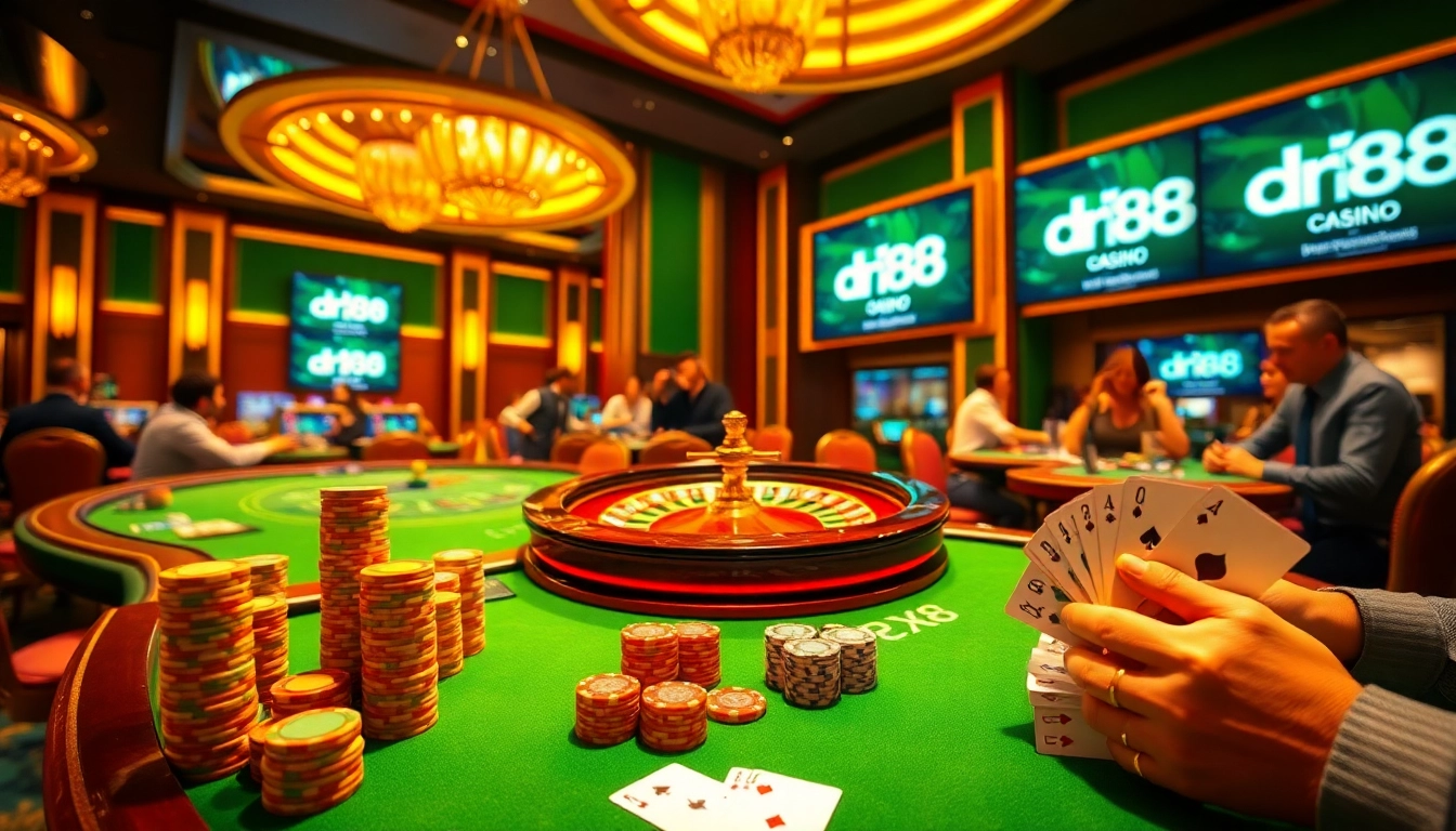 Experience thrilling action at dr88 with vibrant casino gaming tables and excited players.