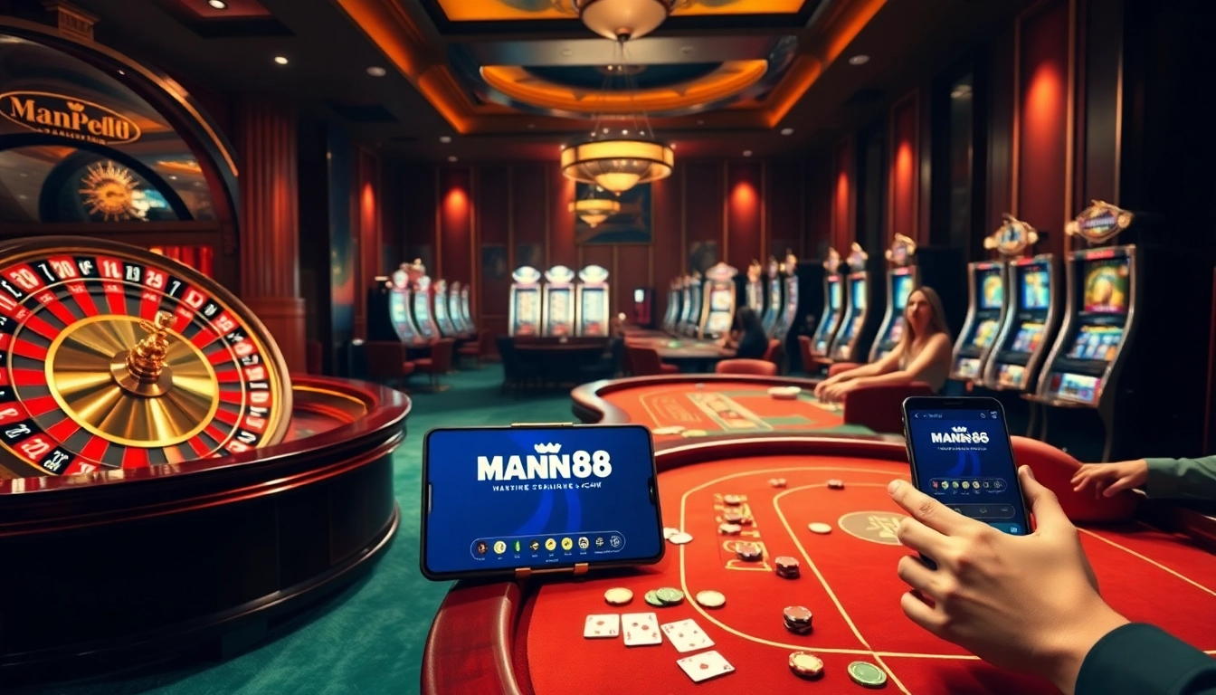 Experience thrilling gameplay with Man88 at a luxurious casino table setup.
