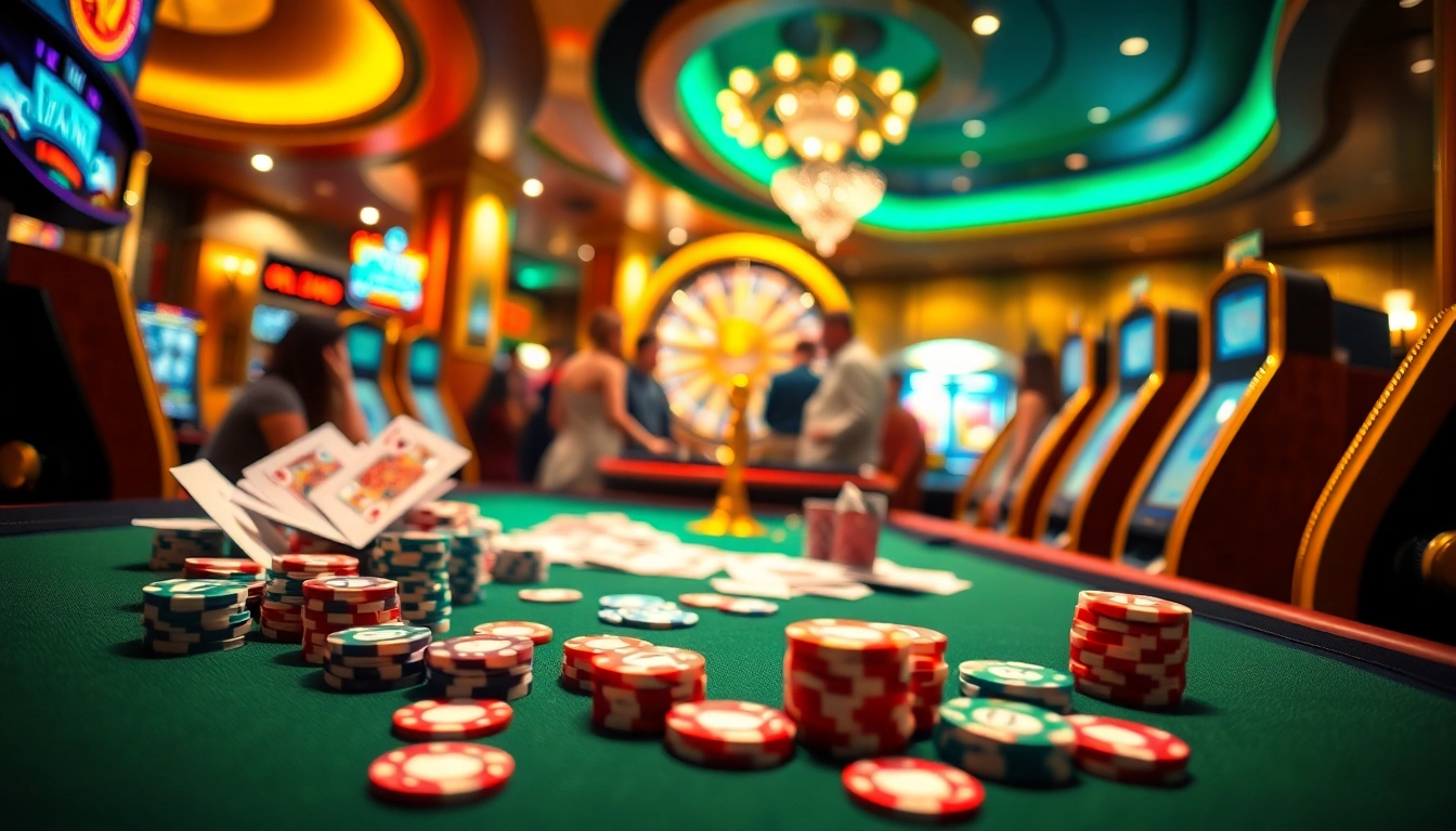 Gamblers enjoying a thrilling game at the poker table in a luxurious casino setting with vibrant 8s visuals.