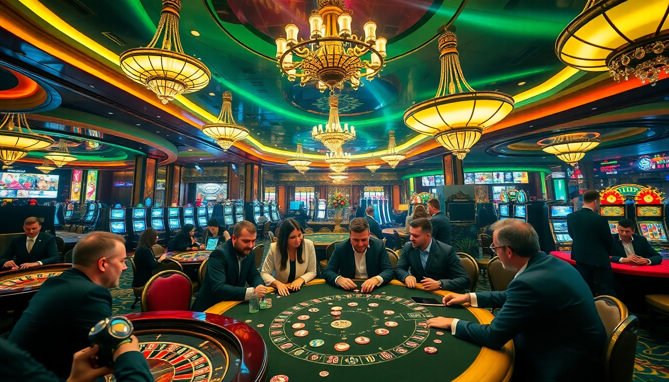 Players enjoying a thrilling poker game at a luxury casino inspired by https://hitclub.care/ with vibrant ambiance and professional setup.
