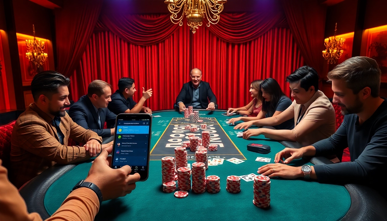 Betting at a luxurious 8xbet casino table with colorful chips and cards.