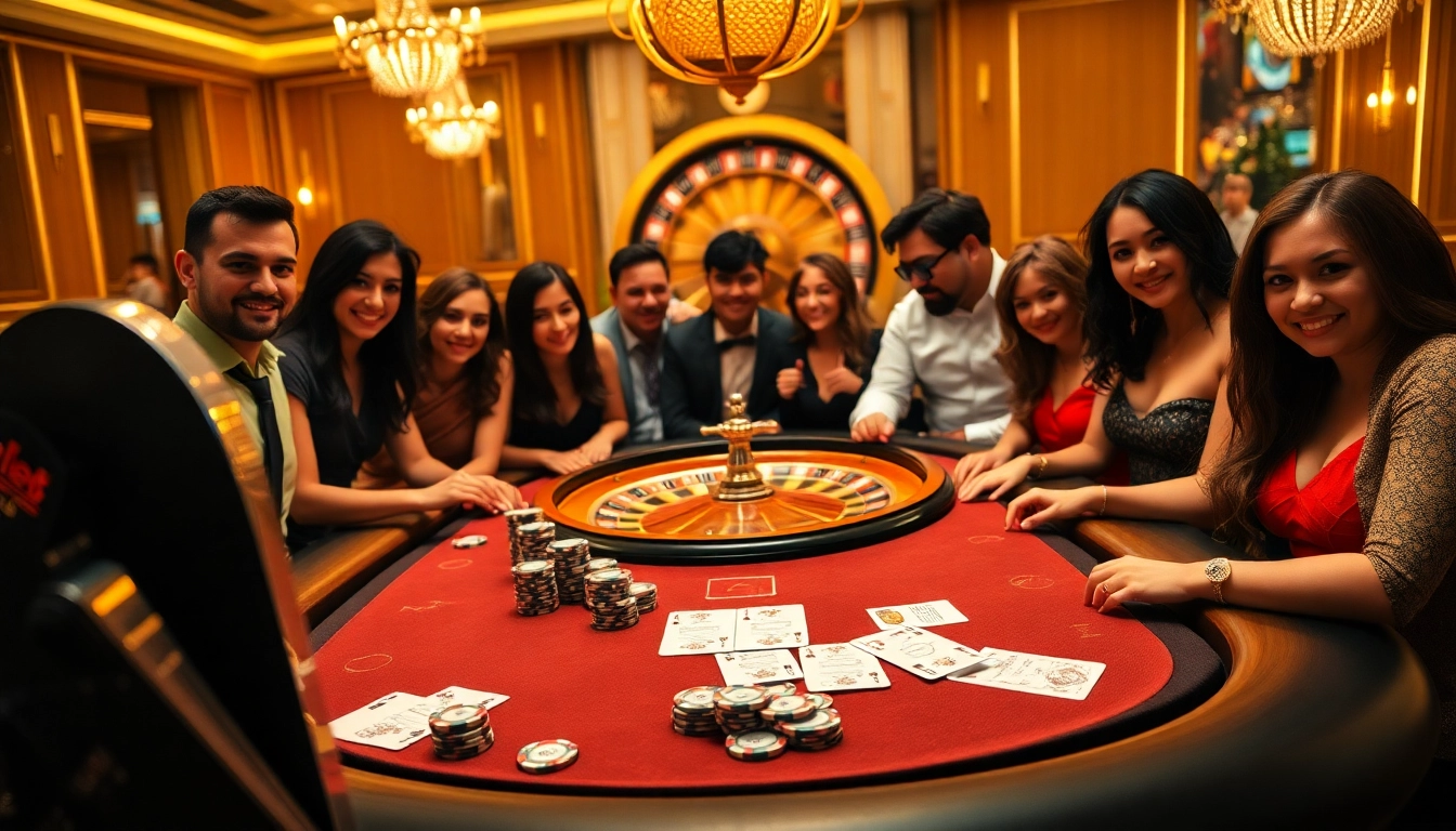 Hitclub casino scene featuring an exhilarating poker game with vibrant colors and luxurious elements.