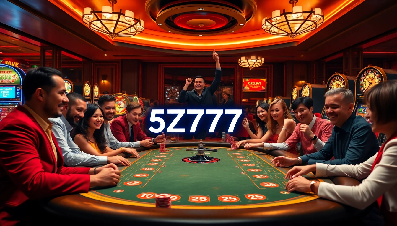 Engaging casino scene showcasing 5Z777 with poker chips and slot machines, highlighting excitement.