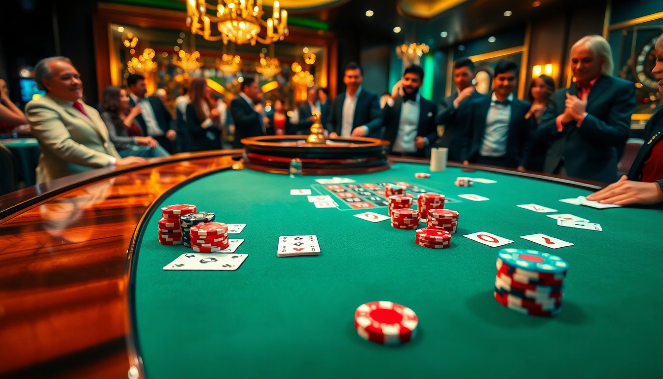 Experience the thrill of DH88 poker with vibrant chips and cards at an upscale casino.