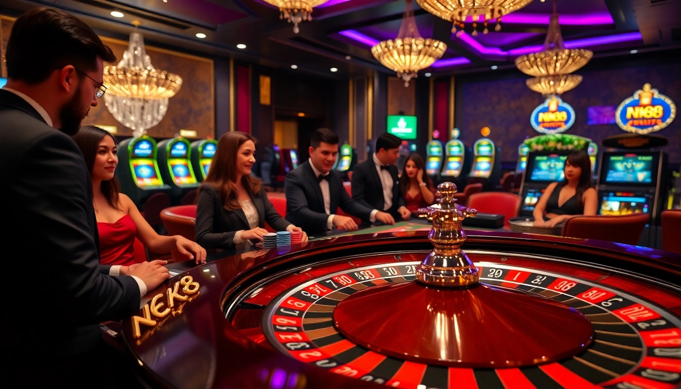 Experience the thrill of betting at the vibrant NK88 casino roulette table.