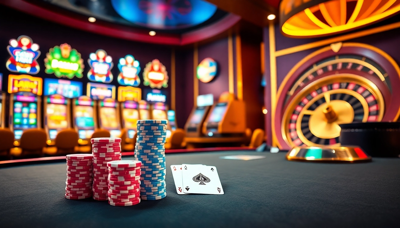 Players enjoying excitement at hm88 com poker table with colorful chips and cards.