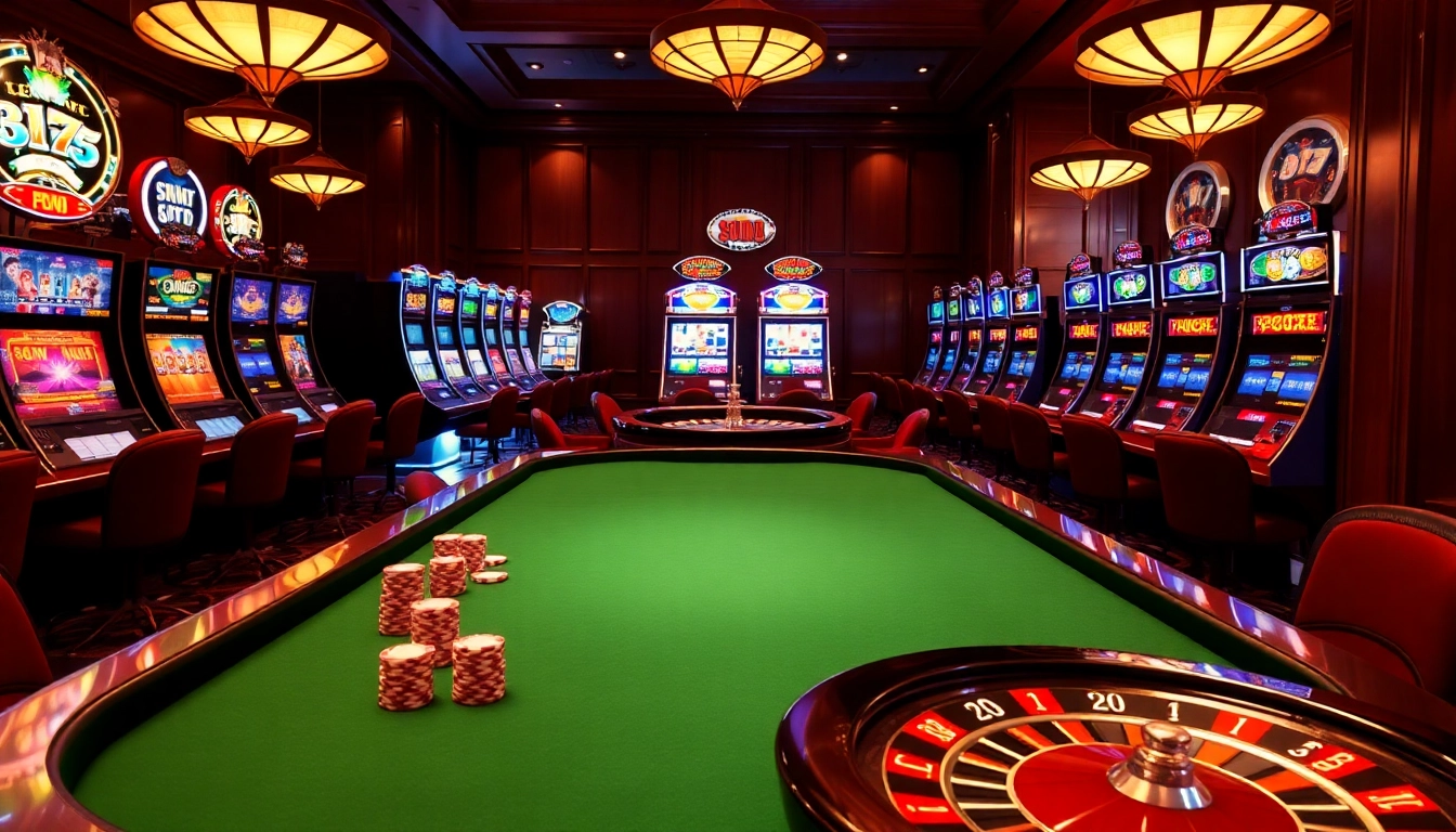 Experience thrilling BK8 gameplay at a luxurious casino table, surrounded by vibrant gaming elements.