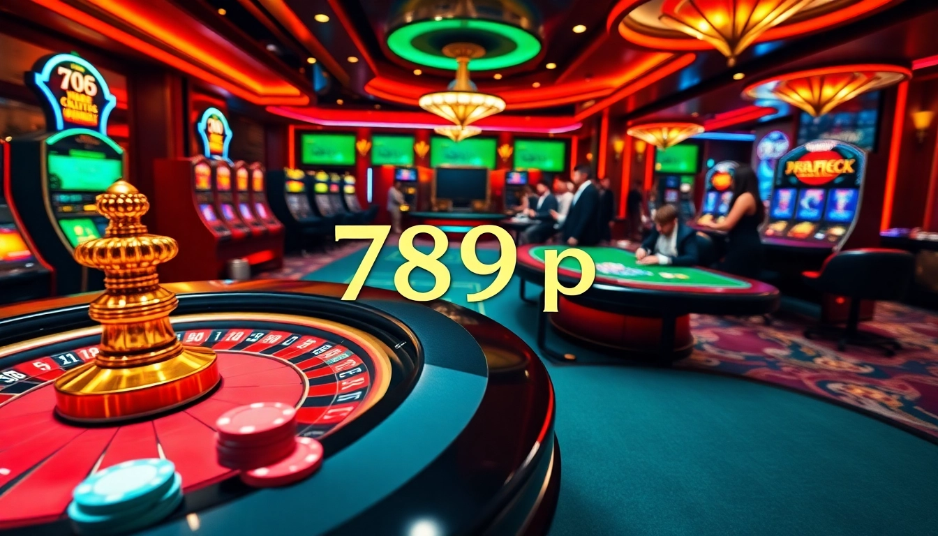 Experience the elegance of 789p casino with players engaging at roulette and poker tables.