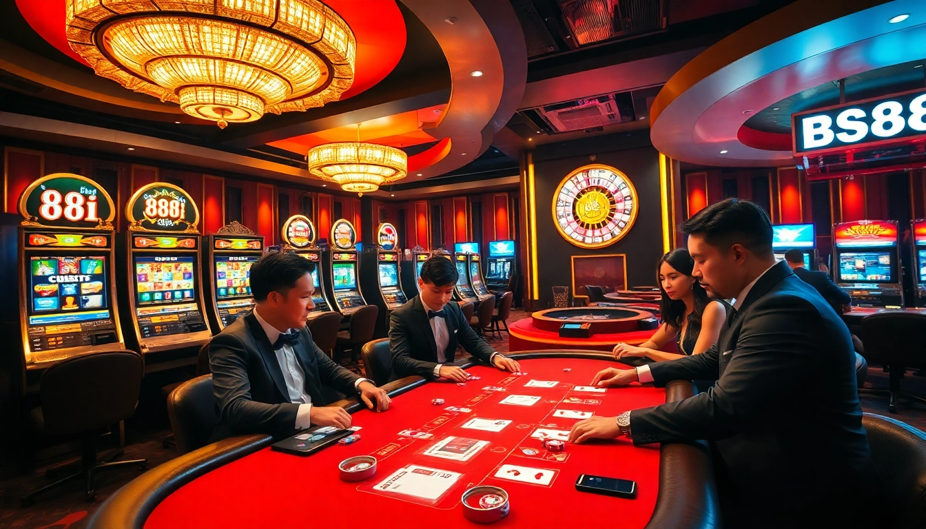 Experience high-stakes gaming at 88i casino with players enjoying poker and slot machines.