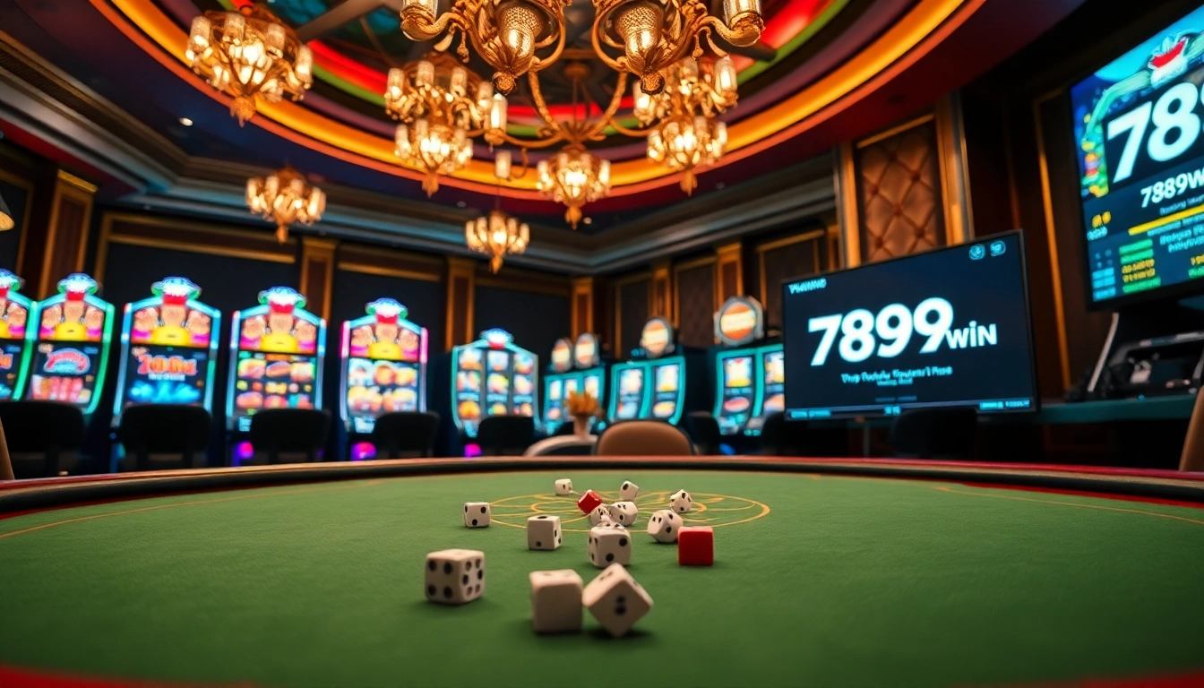 Action-packed scene of a poker game at 789win casino, showcasing excitement and luxury.