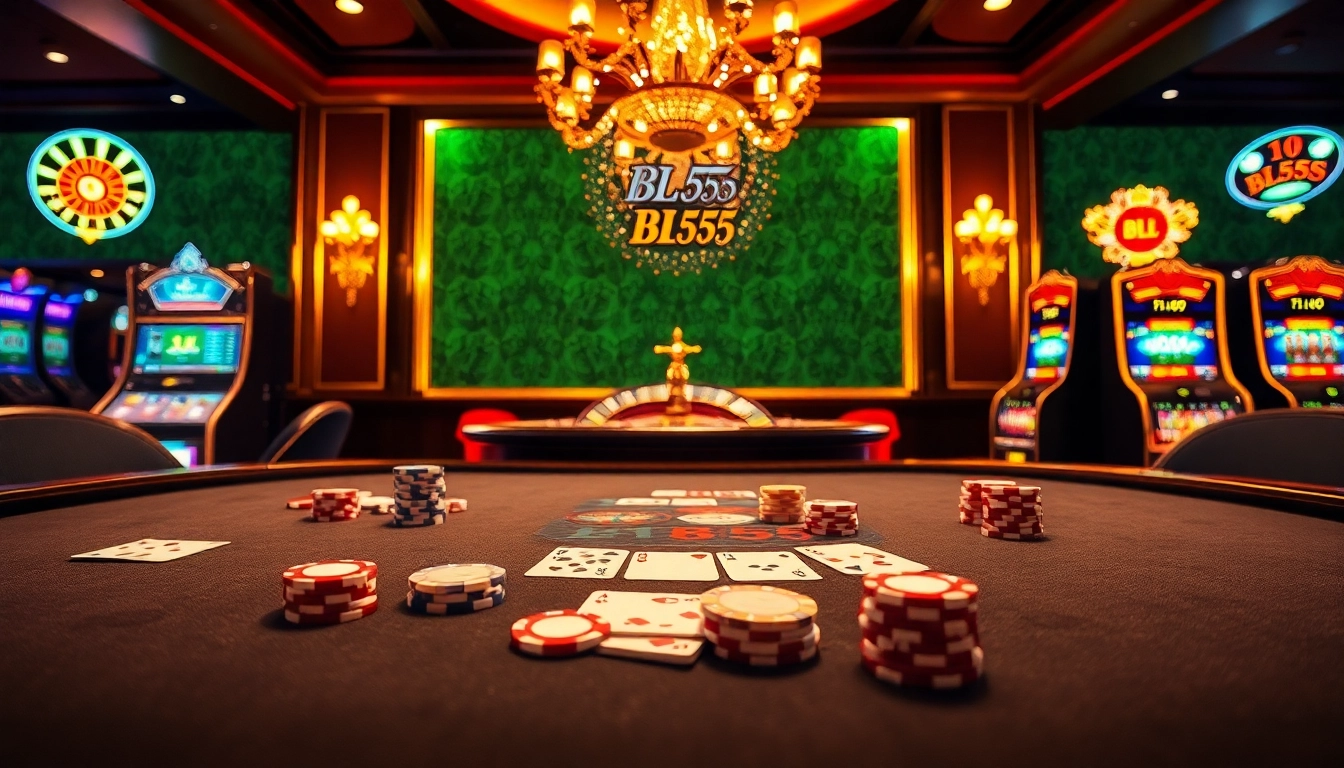 Experience thrilling moments at the BL555 casino with vibrant poker and slot game action.
