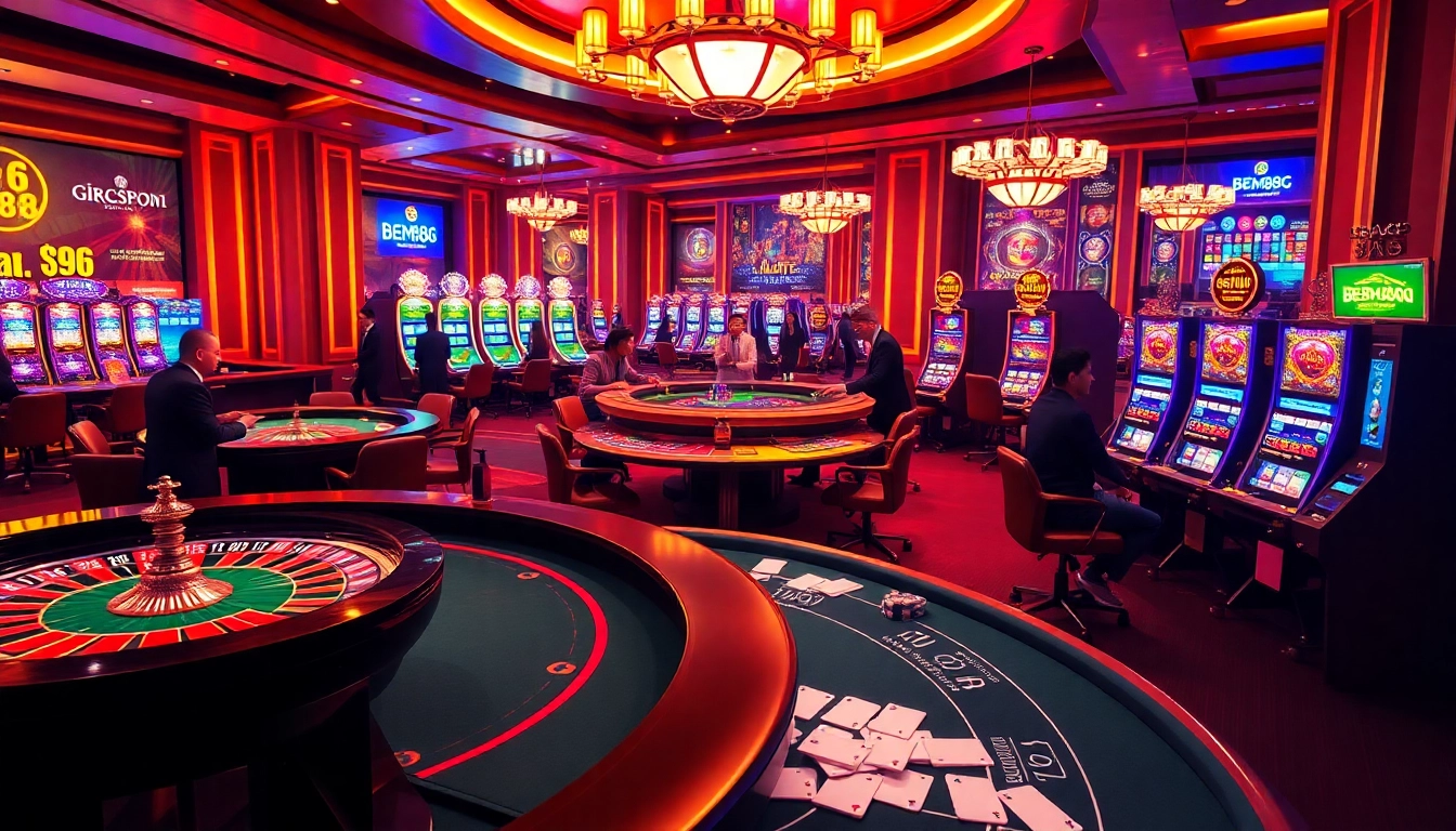 Players engaging in exciting games at bem88's vibrant online casino atmosphere.