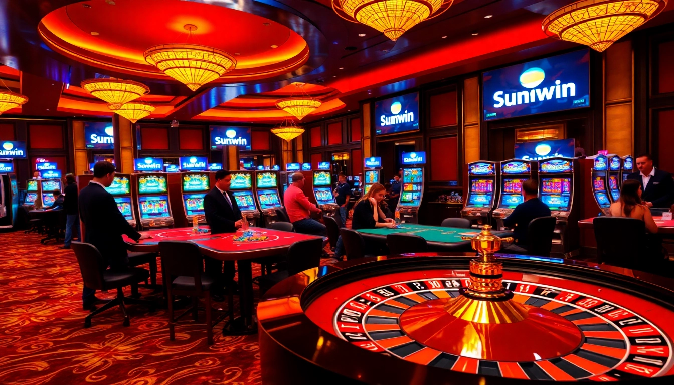 Experience the thrill of gambling at Sunwin's luxurious casino with vibrant gaming tables and excitement.