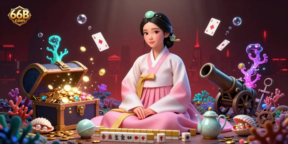 Experience the excitement of 66B com with a vibrant 3D casino scene showcasing elegance and rich treasures.