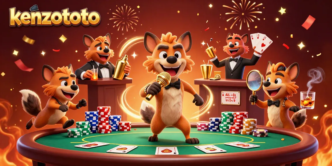 Experience kenzototo's vibrant casino nightlife with lively hyenas in a dynamic gaming scene.