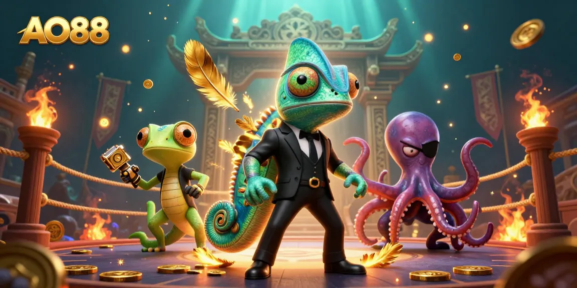 Engage in thrilling games at AO88 with dynamic 3D characters in an exotic casino setting.