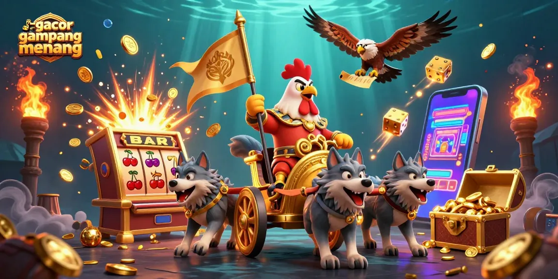 Experience thrilling jackpots with slot gacor gampang menang as characters celebrate a casino explosion of coins.